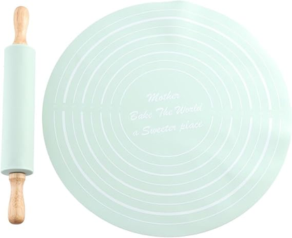 Non-Stick Silicone Dough Rolling Mat with Rolling Pin