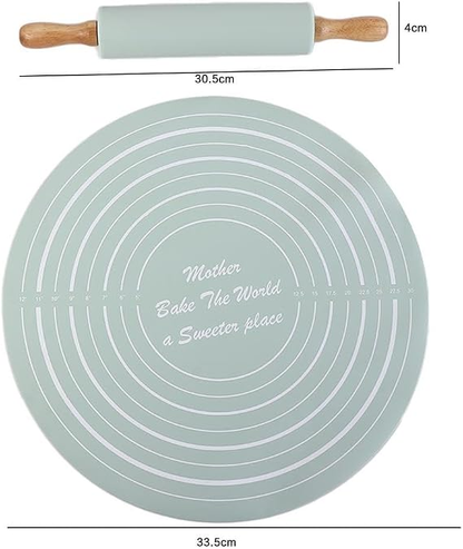 Non-Stick Silicone Dough Rolling Mat with Rolling Pin