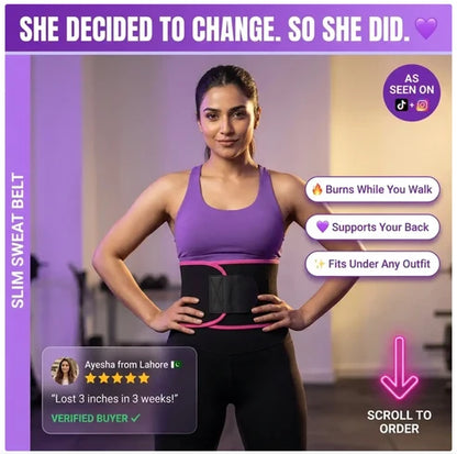 Sweat Belt For Men & Women | Waist Trimmer Belt | Tummy Control Sweat Belt | Adjustable Workout Belt | Gym & Fitness Waist Support